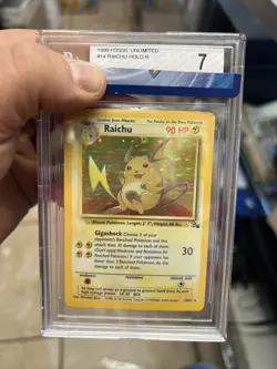 1999 POKEMON FOSSIL RAICHU (HOLO) #14 WOTC BGS NEAR MINT 7 PSA CGC Vintage - Image 1