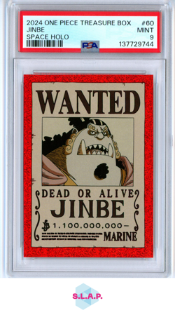JINBE SPACE HOLO PANINI ONE PIECE TREASURE BOX CARD COLLECTION 2024 60 PSA 9 - Image 1