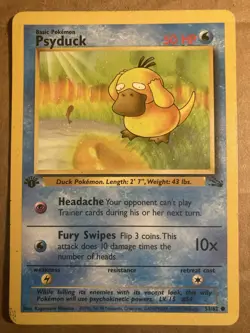Psyduck Pokemon Card Fossil 53/62 1st Edition HP - Image 1