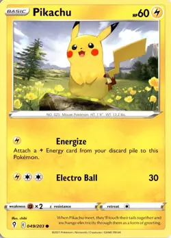 Pikachu 049/203 SWSH07: Evolving Skies Pokemon Card TCG - Image 1