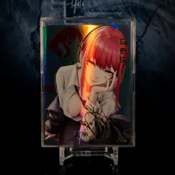 Makima Waifu Trading Card Chainsaw Man ZR Flash Gold Foil Signed Anime Waifu - Image 1