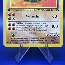 Pokemon Cards: Fossil 1st Edition Uncommon: Golem 36/62 - Image 4