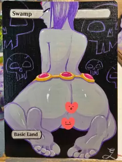 MAGIC MTG Hand Painted Altered Swamp - RAVEN Teen Titans 18+ Art - - Image 1