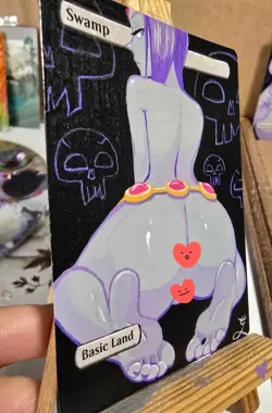 MAGIC MTG Hand Painted Altered Swamp - RAVEN Teen Titans 18+ Art - - Image 2