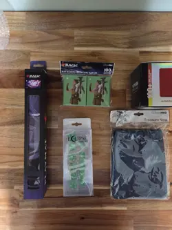 Magic The Gathering Accessories Bundle Playmat Deck Box Sleeves Dice Bag - Image 1