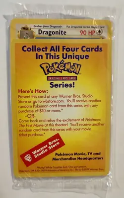 Unopened Pokemon The First Movie 1999 WB Warner Bros Promo Dragonite Card Sealed - Image 1