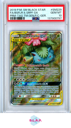 FA/BSFLR & SRPF GX PRM-TAG TM.GEN.P/C-GER. POKEMON SM BLCK STR 2019 SM229 PSA 10 - Image 1