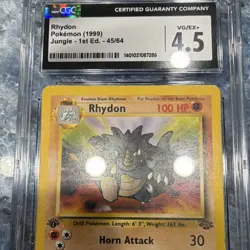 Pokemon Rhydon Jungle 1st Edition 45/64 Uncommon Stage 1 100 HP 1999 CGC 4.5 - Image 4