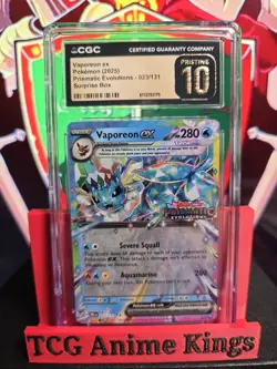 CGC 10 PRISTINE Vaporeon ex (Stamped) - Prismatic Evolutions Surprise Box Promo - Image 1