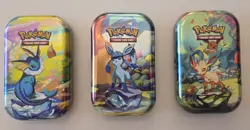 Pokemon TCG Eeveelution Mini Tin Lot w/Coins + 5 Sealed Booster Packs SV Mix - Image 1