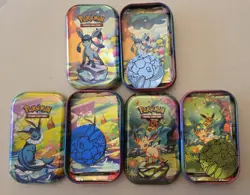 Pokemon TCG Eeveelution Mini Tin Lot w/Coins + 5 Sealed Booster Packs SV Mix - Image 2