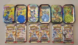 Pokemon TCG Eeveelution Mini Tin Lot w/Coins + 5 Sealed Booster Packs SV Mix - Image 3