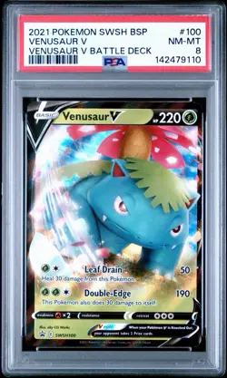 2021 POKEMON SWSH BLACK STAR PROMO #100 VENUSAUR V VENUSAUR V BATTLE DECK PSA 8 - Image 1