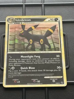 Umbreon 10/90 Holo Rare HGSS Undaunted Pokemon Card 2010 HP Swirl - Image 1