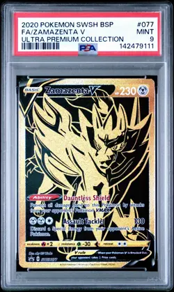 2020 POKEMON SWSH BLACK STAR PROMO #077 FA/ZAMAZENTA V ULTRA PREMIUM COLL. PSA 9 - Image 1