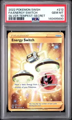 2022 Pokemon SWSH Silver Tempest Energy Switch #212/195 PSA 10 - Image 1