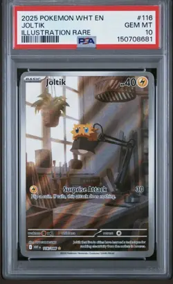 2025 POKEMON WHT EN-WHITE FLARE ILLUSTRATION RARE #116 JOLTIK PSA 10 - Image 1