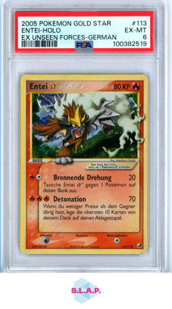 ENTEI GOLD STAR POKEMON 113 2005 EX VERBORGENE MACHTE HOLO DEUTSCH PSA 6 - Image 1