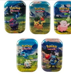 POKEMON TCG ASCENDED HEROS SEALED MINI TINS LOT OF 10 WITH DISPLAY BOX - Image 2