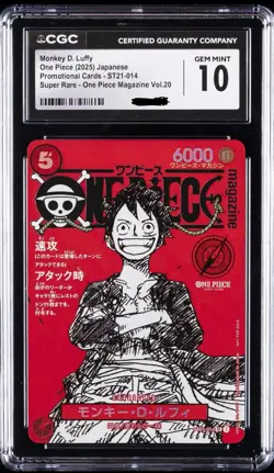 *READ* ONE PIECE MAGAZINE VOL 20 PROMO #ST21-014 MONKEY D. LUFFY CGC 10 JAPANESE - Image 1