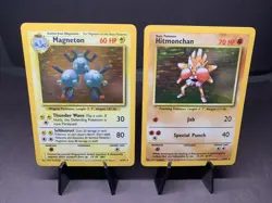 Pokemon TCG Base Set Lot of 2 Card Holo Rare Hitmonchan & Magneton 1999 VTG WOTC - Image 1