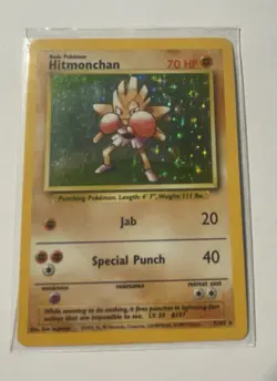 Pokemon TCG Hitmonchan Base Set Holo Unlimited Rare Card 7/102 Vintage 1999 - Image 1
