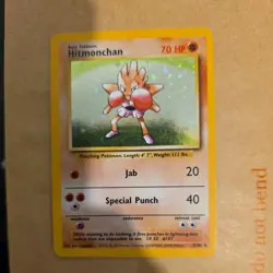 1999 Hitmonchan Base Set Holo Unlimited Rare Pokemon TCG Card 7/102 #1 - Image 1