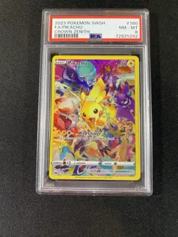 2023 Pokemon Pikachu SWSH #160/159 Crown Zenith PSA 8 Graded - Image 1