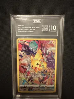 Pokemon Pikachu Full Art Secret Rare Holo Crown Zenith 160/159 TAG 10 GEM MINT - Image 1