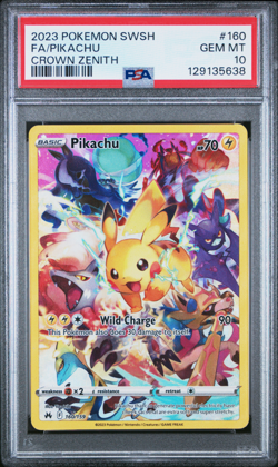 PSA 10 Pikachu #160 2023 Crown Zenith Secret Rare Full Art English Pokemon Card - Image 1