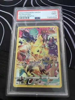 2023 POKEMON SWORD & SHIELD CROWN ZENITH #160 FULL ART/PIKACHU PSA 9 - Image 1