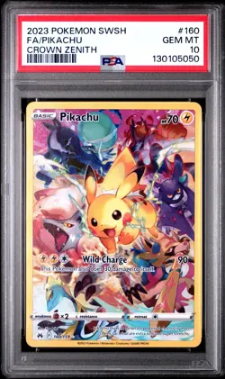 Pokemon PSA 10 Gem Mint Crown Zenith Secret Rare Pikachu 160/159 - Image 1