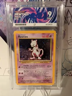 ACE 9 MEWTWO 10/102 1999 BASE SET HOLO RARE WOTC GRADED POKEMON TCG CARD MINT - Image 3