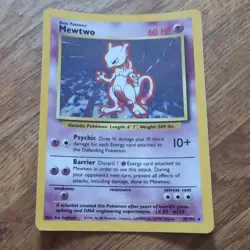 Pokemon TCG Mewtwo Base Set Holo Unlimited Rare Card 10/102 Vintage 1999 - Image 1