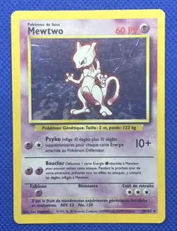 Pokemon Mewtwo TCG Holo Rare Card Base Set 10/102, WOTC 1999 LP - Image 1
