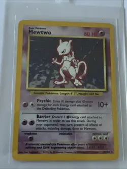 Pokemon TCG Mewtwo Base Set Holo Unlimited Rare Card 10/102 MP Condition - Image 1
