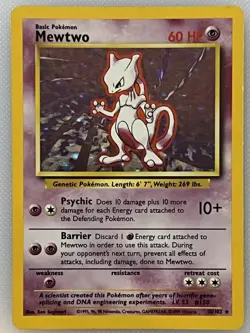 Pokemon TCG Mewtwo Holo Rare Card 10/102 WOTC Base Set - Image 1