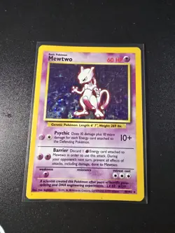 Pokemon TCG Mewtwo Base Set Holo Unlimited Rare Card 10/102 Vintage 1999 - Image 1