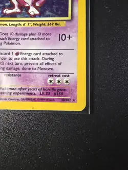 Pokemon TCG Mewtwo Base Set Holo Unlimited Rare Card 10/102 Vintage 1999 - Image 5