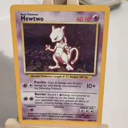 Pokemon TCG Mewtwo 10/102 Base Set Holo Rare Card LP-NM - Image 1