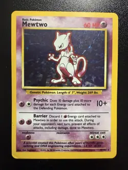 Pokemon TCG Mewtwo Base Set Holo Unlimited Rare Card 10/102 Vintage - Image 1