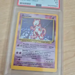 Pokemon TCG Mewtwo 10/102 Base Set Holo Rare Card PSA 5 EX Error OC - Image 2