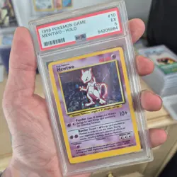 Pokemon TCG Mewtwo 10/102 Base Set Holo Rare Card PSA 5 EX Error OC - Image 3