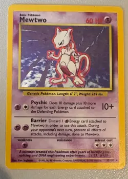 Mewtwo 10/102 Holo Rare Base Set TCG 1999 Pokemon Card - Image 1