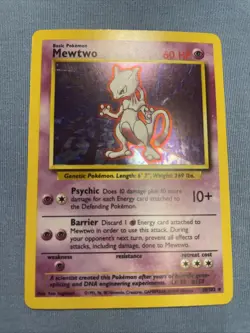 Pokemon TCG Mewtwo Base Set Holo Rare Card 10/102 Vintage LP - Image 1