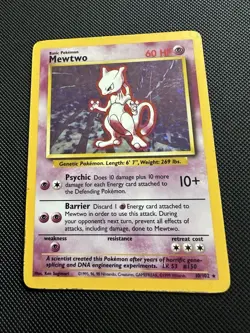 Pokemon TCG Mewtwo 10/102 Base Set Holo Rare Card LP-MP - Image 1