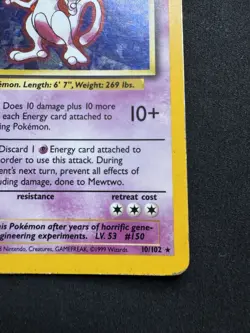 Mewtwo Base Set 10/102 Holo Rare Vintage WOTC Pokemon TCG Card - Image 5
