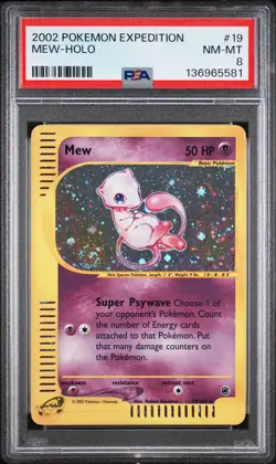 Pokemon Expedition- Mew Holo Rare SWIRL #19 PSA 8 - Image 1