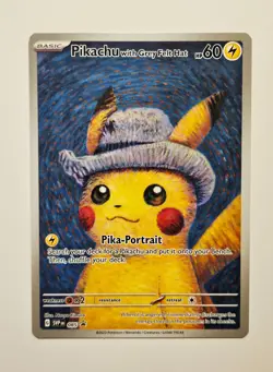 Grey Felt Hat Pikachu 2023 Pokemon Scarlet & Violet Van Gogh Promo #085 LP-NM - Image 1
