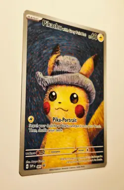 Grey Felt Hat Pikachu 2023 Pokemon Scarlet & Violet Van Gogh Promo #085 LP-NM - Image 3